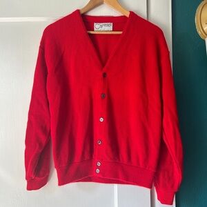 Vintage Carmel Red V-Neck Cardigan Sweater